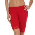 Sakkas Cotton Blend Lace Trim Stretch Bike Shorts - Made in USA#color_Red