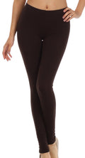 Sakkas Cotton Blend Solid Color Footless Stretch Leggings - Made in USA#color_SolidBrown