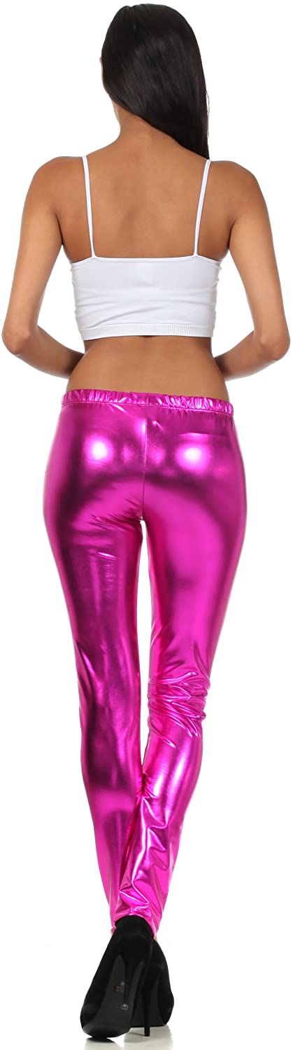 Sakkas 2616 Shiny Liquid Metallic High Waist Stretch Leggings - Black - S :  : Clothing, Shoes & Accessories