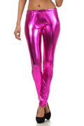 Sakkas Footless Liquid Wet Look Shiny Metallic Stretch Leggings#color_Pink