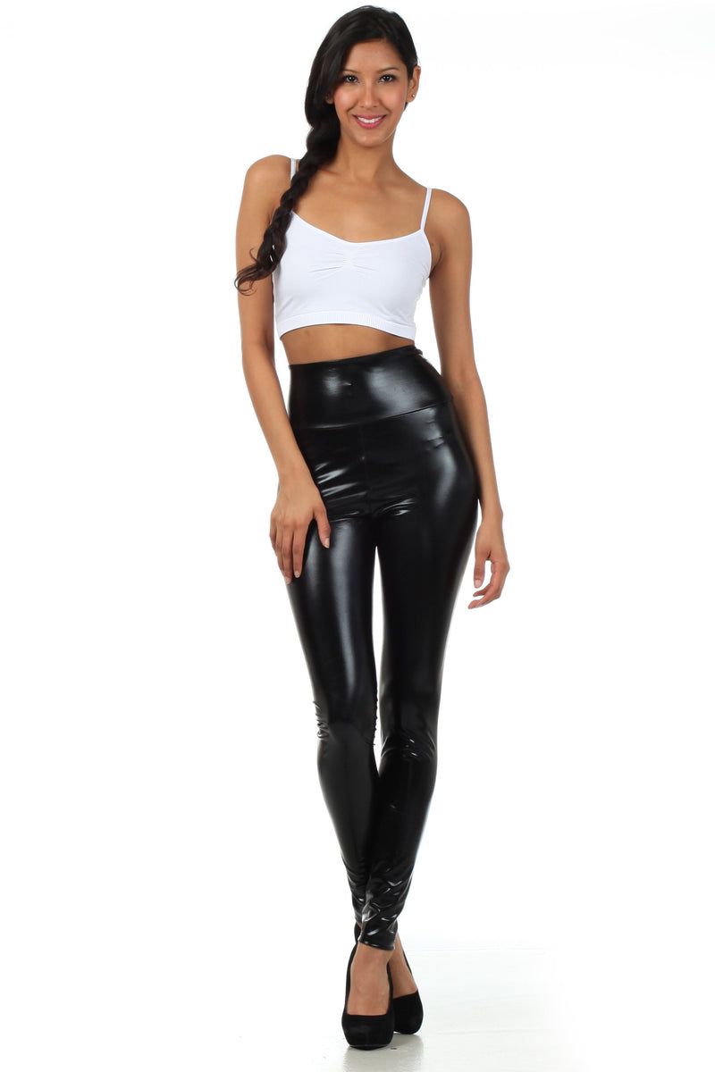 Sakkas Shiny Liquid Metallic High Waist Stretch Leggings - Made in USA