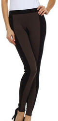 Sakkas Contrast Stripe Fashion Leggings#color_Black/Brown