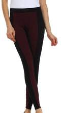 Sakkas Contrast Stripe Fashion Leggings#color_Black / Burgundy