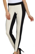 Sakkas Contrast Stripe Fashion Leggings#color_Black / Cream