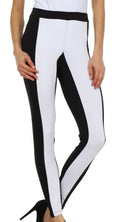 Sakkas Contrast Stripe Fashion Leggings#color_Black/White