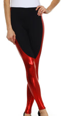 Sakkas Easy Comfort Metallic Liquid Leggings#color_Red