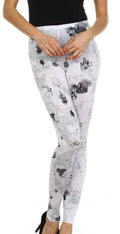 Sakkas Graphic Print Fashion Leggings#color_AntiqueMapWhite