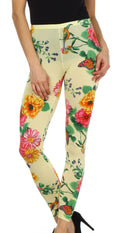 Sakkas Graphic Print Fashion Leggings#color_SecretGardenYellow