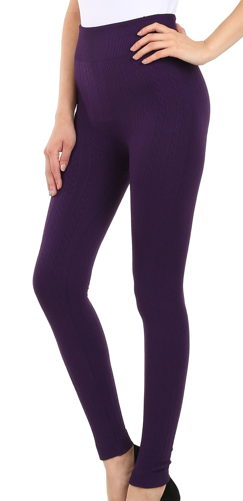 Sakkas Cable Knit Fleece Lined Leggings