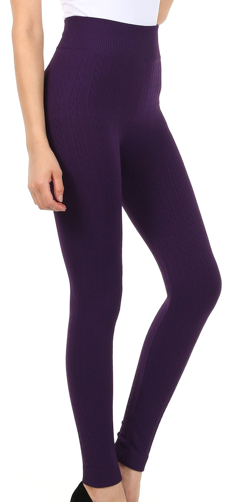 Sakkas Cable Knit Fleece Lined Leggings