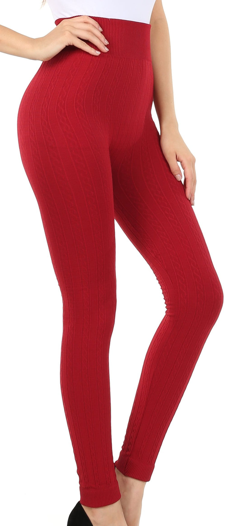 Sakkas Cable Knit Fleece Lined Leggings