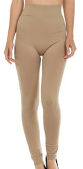 Sakkas Warm Soft Fleece Lined High Waist Leggings#color_Beige