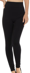 Sakkas Warm Soft Fleece Lined High Waist Leggings#color_Black