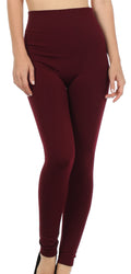 Sakkas Warm Soft Fleece Lined High Waist Leggings#color_Burgundy