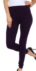 Sakkas Basics Solid Color Leggings#color_Eggplant