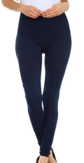 Sakkas Basics Solid Color Leggings#color_Navy