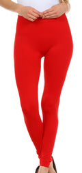 Sakkas Basics Solid Color Leggings#color_Red