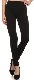 Sakkas Cable Knit Fleece Lined Leggings#color_Black