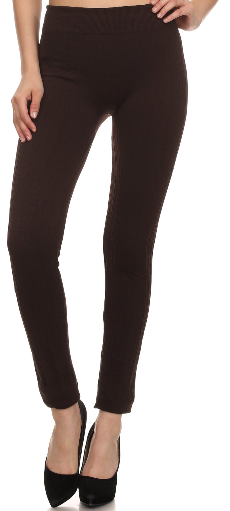 Sakkas Cable Knit Fleece Lined Leggings