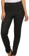 Sakkas Mabel Women's Warm Super Soft Fleece Lined Jean Looks Jeggings#color_Black