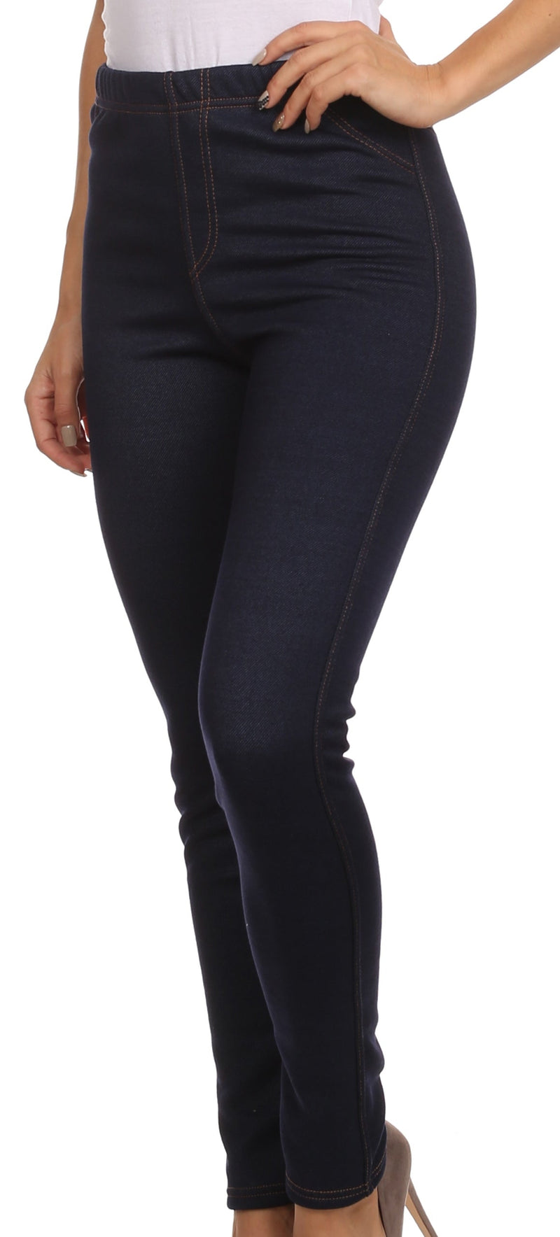 Sakkas Mabel Women's Warm Super Soft Fleece Lined Jean Looks Jeggings