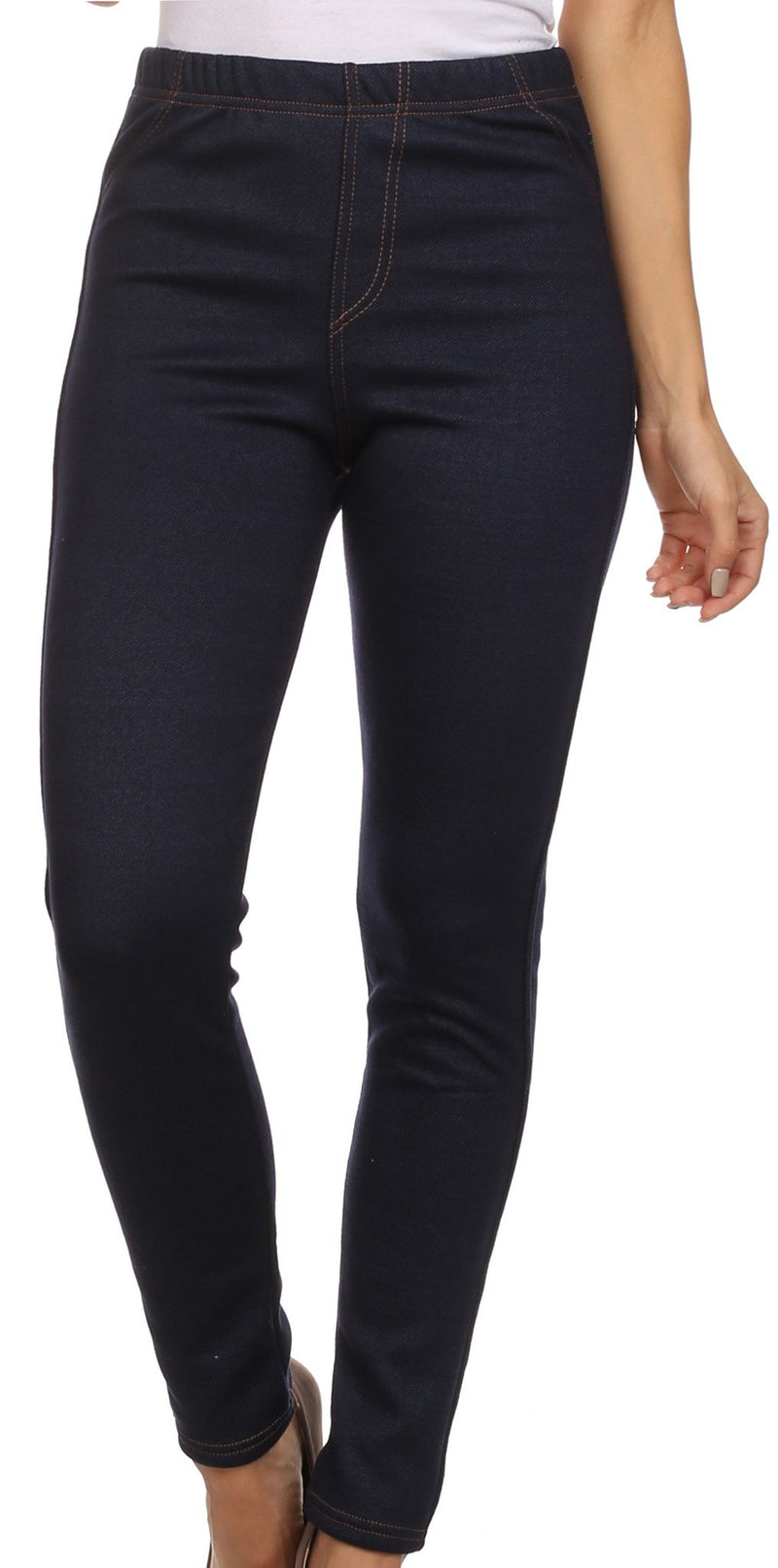 Sakkas Mabel Women's Warm Super Soft Fleece Lined Jean Looks Jeggings