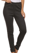 Sakkas Mabel Women's Warm Super Soft Fleece Lined Jean Looks Jeggings#color_Charcoal