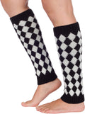Sakkas Gisele Knit Leg Warmers#color_CheckeredBlack