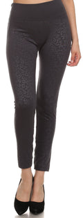 Sakkas Women's Patterned Soft Fleece Lined High Waist Leggings#color_Charcoal