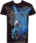 Sakkas Metallic Blue Eagle Short Sleeve Crew Neck Cotton Mens Fashion T-Shirt#color_Black