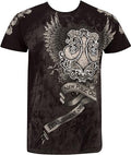 Sakkas Metallic Silver Short Sleeve Crew Neck Cotton Mens Fashion T-Shirt#color_Black