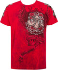 Sakkas Metallic Silver Short Sleeve Crew Neck Cotton Mens Fashion T-Shirt#color_Red