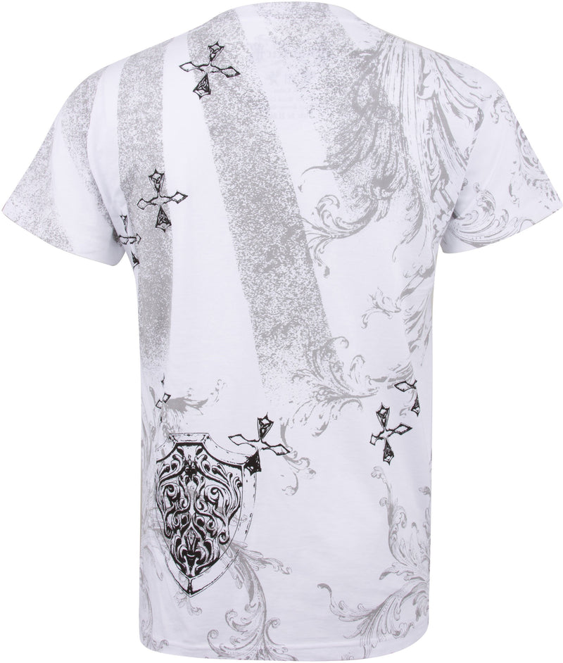 Cross and Vines Short Sleeve V-Neck Cotton Mens Fashion T-Shirt