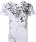 Cross and Vines Short Sleeve V-Neck Cotton Mens Fashion T-Shirt#color_White