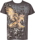 Sakkas Clutching Eagle & Fleur De Lis Metallic Silver Embossed Cotton T-Shirt#color_Charcoal