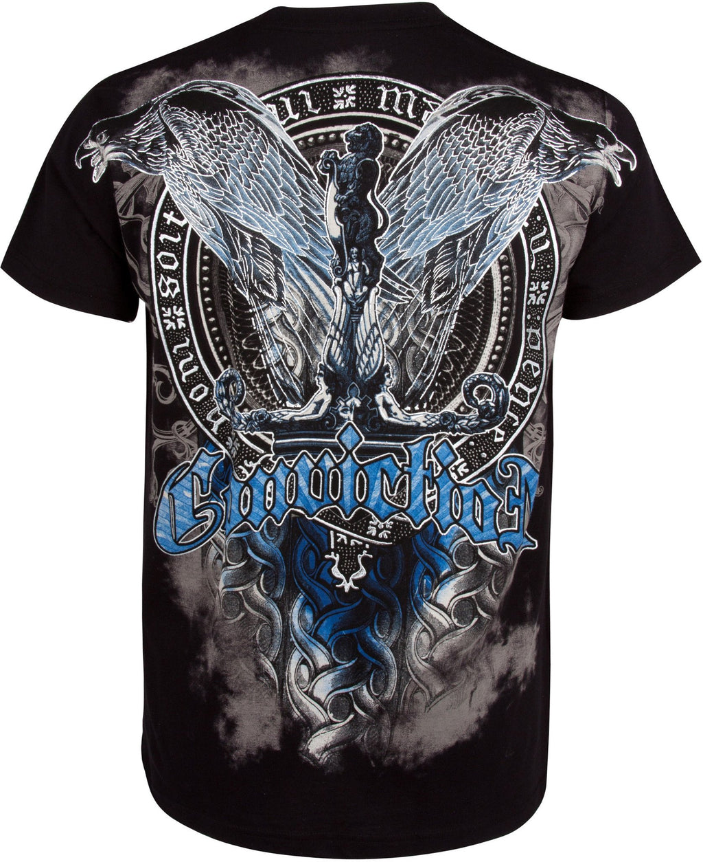 Sakkas Flying Eagle Metallic Silver Embossed Cotton Mens Fashion T-Shi