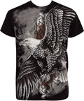 Sakkas Flying Eagle Metallic Silver Embossed Cotton Mens Fashion T-Shirt#color_Black