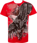 Sakkas Flying Eagle Metallic Silver Embossed Cotton Mens Fashion T-Shirt#color_Red