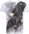 Sakkas Flying Eagle Metallic Silver Embossed Cotton Mens Fashion T-Shirt#color_White