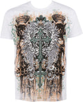 Sakkas Garden of Eden Metallic Embossed Mens Fashion T-Shirt #color_White