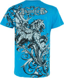 Sakkas Lion and Vines Metallic Silver Embossed Cotton Mens Fashion T-Shirt