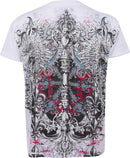 Sakkas Eagle Head Metallic Silver Embossed Short Sleeve V-Neck Cotton Mens Fashion T-Shirt