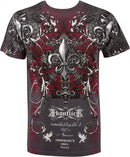 Sakkas Vines and Fleur De Lis Metallic Silver Short Sleeve Crew Neck Cotton Mens Fashion T-Shirt