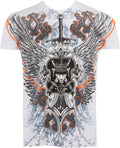 Sakkas Extreme Couture Metallic Embossed Mens Fashion T-Shirt #color_White