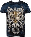 Sakkas Kings Glory Metallic Embossed Mens Fashion T-Shirt #color_Black