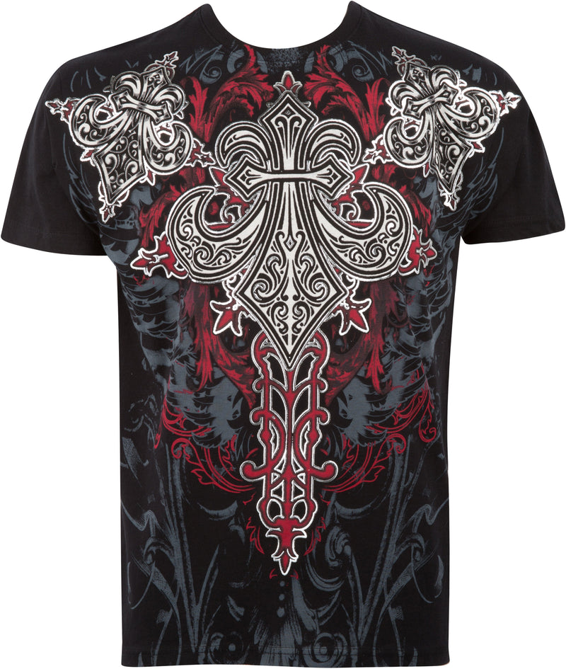 Sakkas Saints Glory Metallic Embossed Mens Fashion T-Shirt