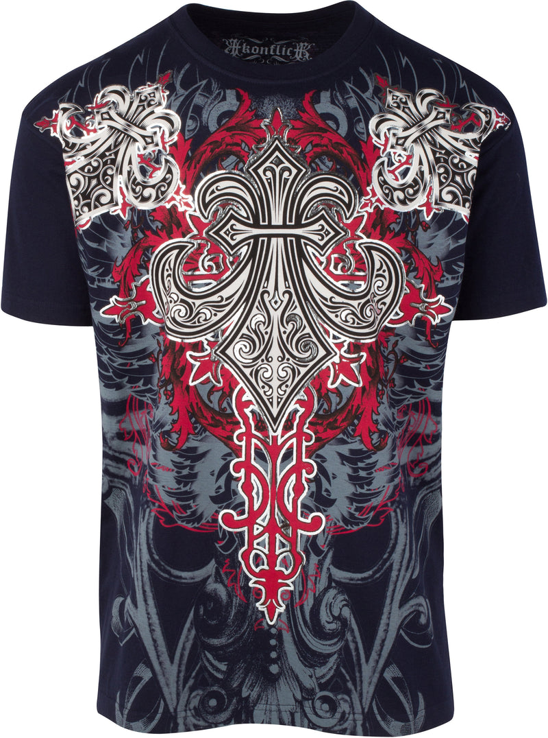 Sakkas Saints Glory Metallic Embossed Mens Fashion T-Shirt