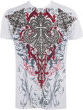 Sakkas Saints Glory Metallic Embossed Mens Fashion T-Shirt #color_White