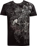 Eagle Metallic Silver Accents Short Sleeve Crew Neck Cotton Mens Fashion T-Shirt#color_Black