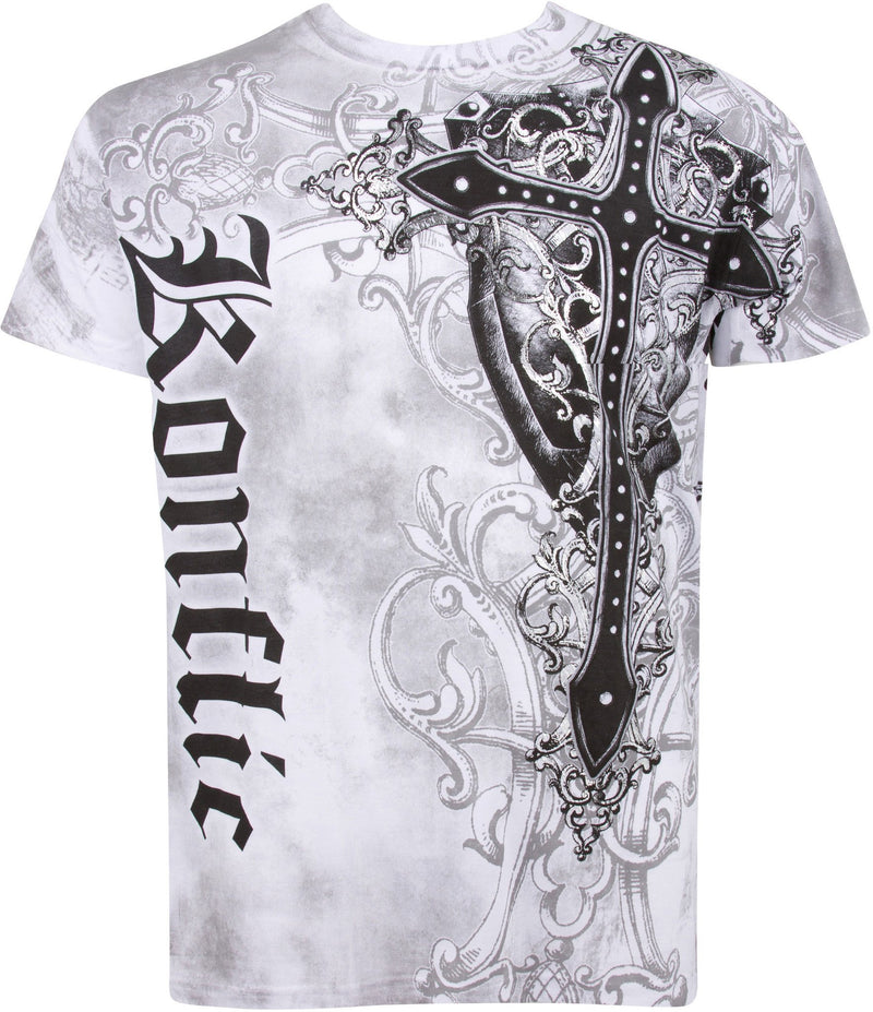 Sakkas Cross Metallic Silver Accents Cotton Mens Fashion T-Shirt